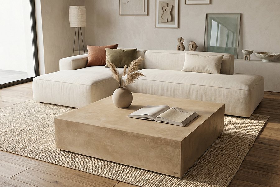 Betonový nábytek v interiéru: Průvodce světem minimalistického luxusu pro rok 2026