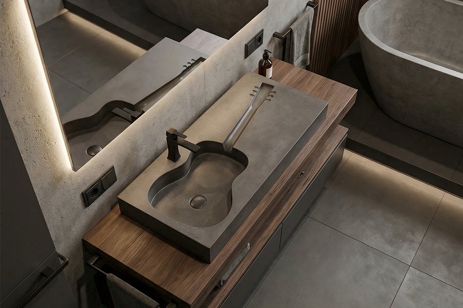 Designové betonové umyvadlo: Spojení surové estetiky a řemeslné preciznosti