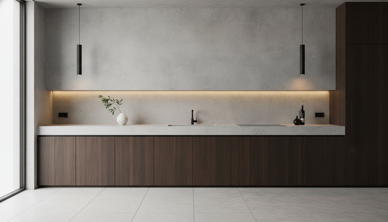 Betonová zástěna za kuchyňskou linku: Průvodce světem minimalistického luxusu